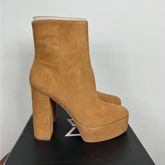 New Marc Fisher LTD Caled Suede Platform Booties Medium Natural Women's Size 10 - Picture 4 of 10